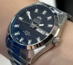 Orient 3 EStrelas Automático classico 469SS076F Azul - imagem 4