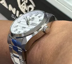 Orient 3 EStrelas Automático classico 469SS076NH Branco - imagem 4