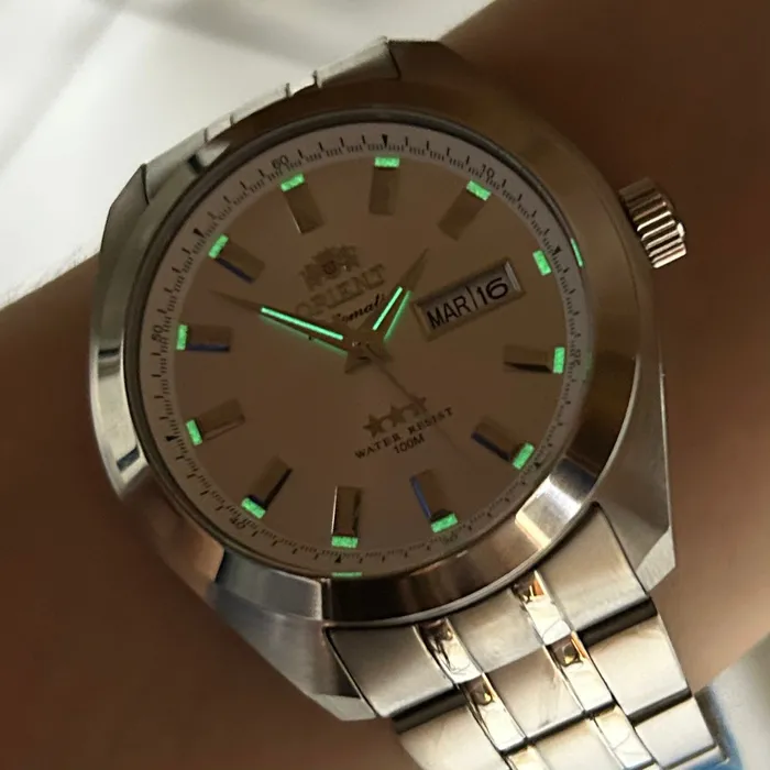 Orient 3 EStrelas Automático classico 469SS075NH Branco