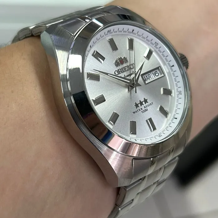 Orient 3 EStrelas Automático classico 469SS075NH Branco