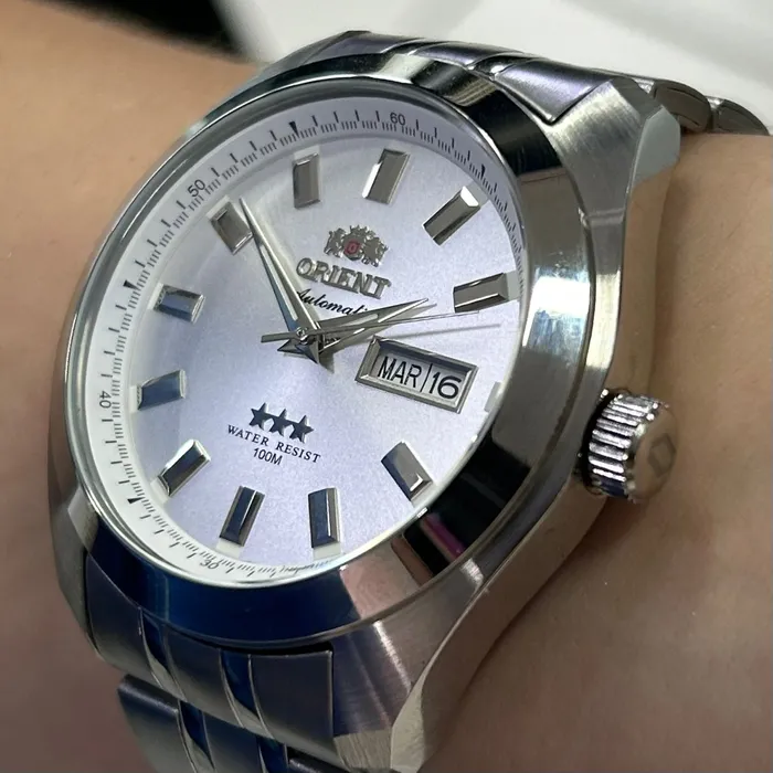 Orient 3 EStrelas Automático classico 469SS075NH Branco