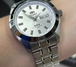 Orient 3 EStrelas Automático classico 469SS075NH Branco - imagem 5