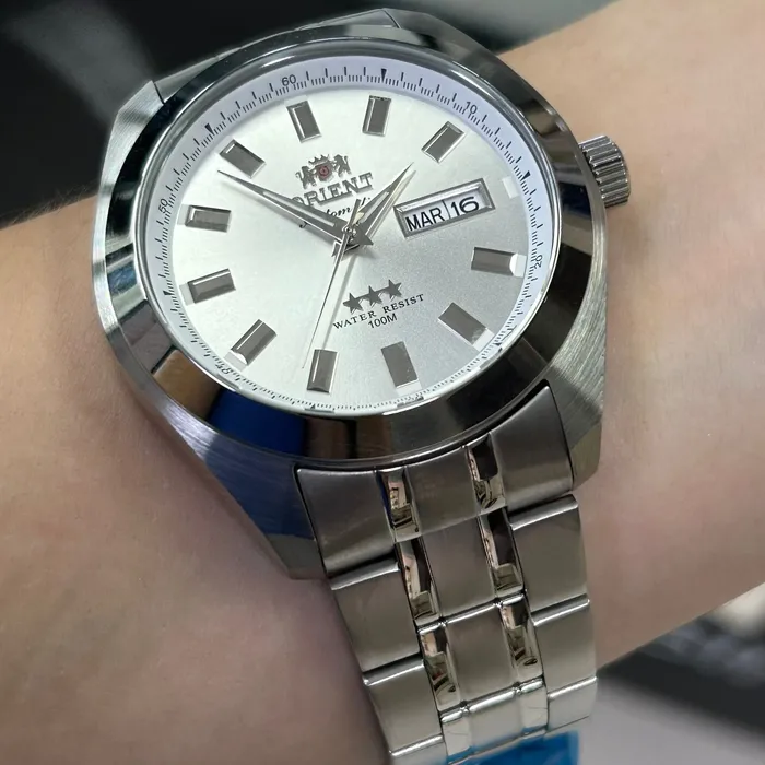 Orient 3 EStrelas Automático classico 469SS075NH Branco