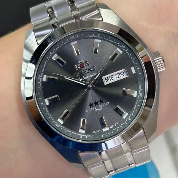 Orient 3 EStrelas Automático classico 469SS075NH Grafite