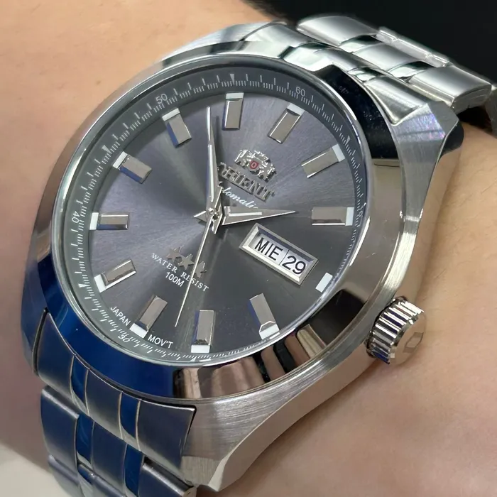 Orient 3 EStrelas Automático classico 469SS075NH Grafite