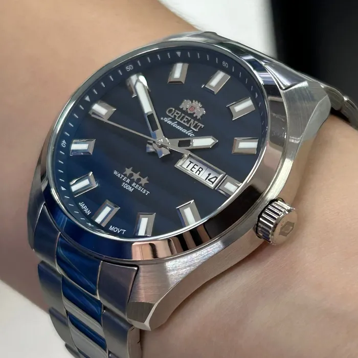 Orient 3 EStrelas Automático classico 469SS075NH Azul