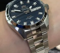 Orient 3 EStrelas Automático classico 469SS075NH Azul - imagem 5