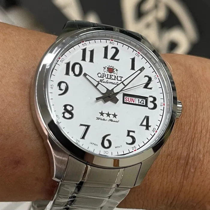 Orient 3 EStrelas Automático classico 469SS074F Branco
