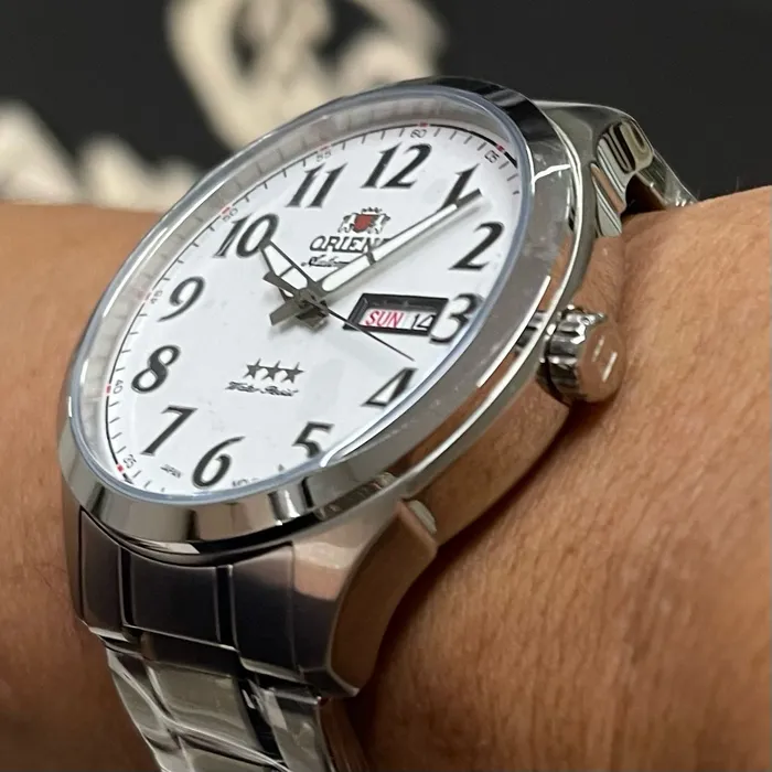 Orient 3 EStrelas Automático classico 469SS074F Branco