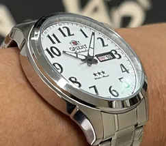 Orient 3 EStrelas Automático classico 469SS074F Branco - imagem 4