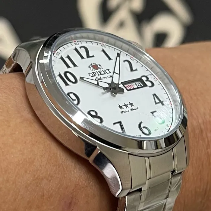 Orient 3 EStrelas Automático classico 469SS074F Branco
