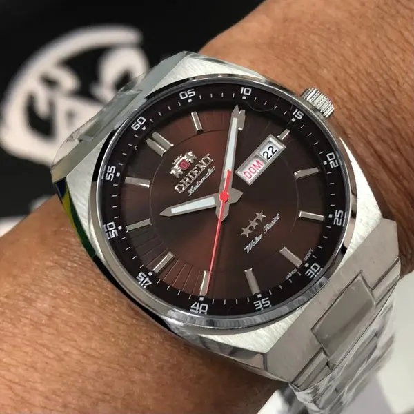 Orient 3 EStrelas Automático classico 469SS087NH Marrom