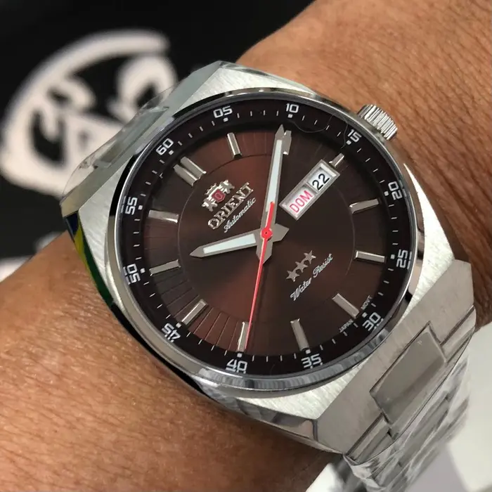 Orient 3 EStrelas Automático classico 469SS087NH Marrom