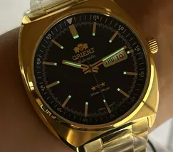 Orient 3 EStrelas Automático Classico IPGold F49GG032 Azul - imagem 6