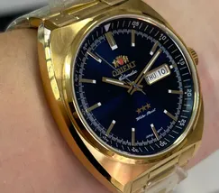 Orient 3 EStrelas Automático Classico IPGold F49GG032 Azul - imagem 3