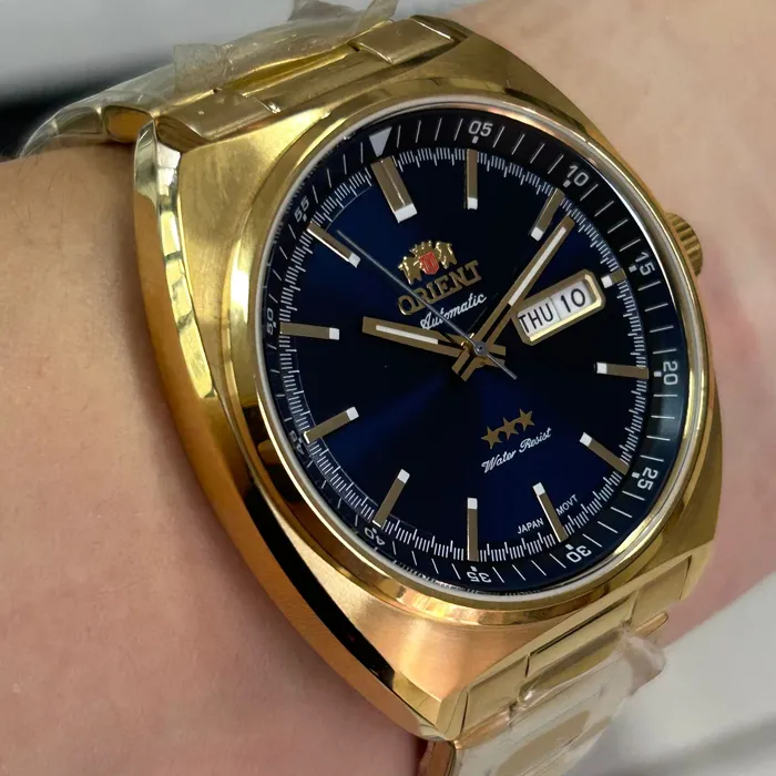 Orient 3 EStrelas Automático Classico IPGold F49GG032 Azul