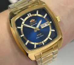 Orient 3 EStrelas Automático Classico IPGold F49GG031 Azul - imagem 1
