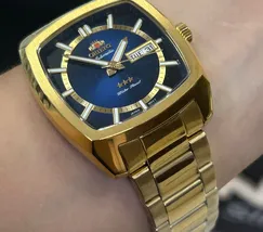 Orient 3 EStrelas Automático Classico IPGold F49GG031 Azul - imagem 5