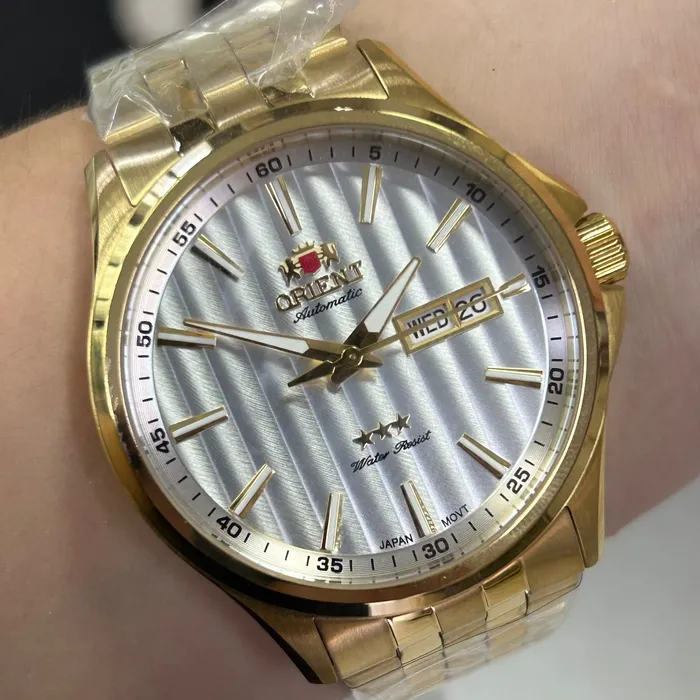 Orient 3 EStrelas Automático classico IPGold 469GP043NH Branco