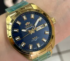 Orient 3 EStrelas Automático classico IPGold 469GP076F Azul - imagem 1