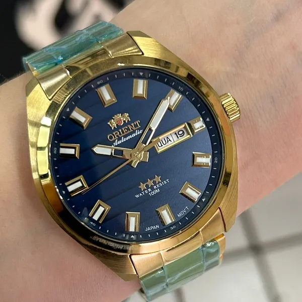 Orient 3 EStrelas Automático classico IPGold 469GP076F Azul
