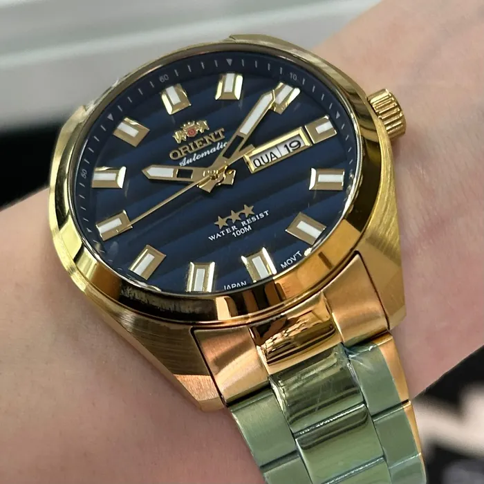 Orient 3 EStrelas Automático classico IPGold 469GP076F Azul