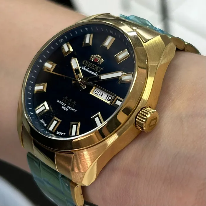 Orient 3 EStrelas Automático classico IPGold 469GP076F Azul
