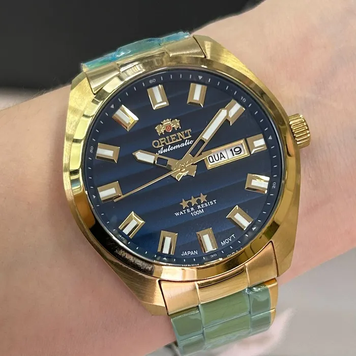 Orient 3 EStrelas Automático classico IPGold 469GP076F Azul