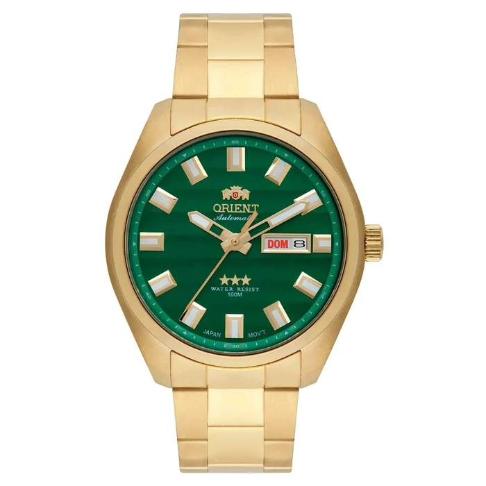 Orient 3 EStrelas Automático classico IPGold 469GP076F verde