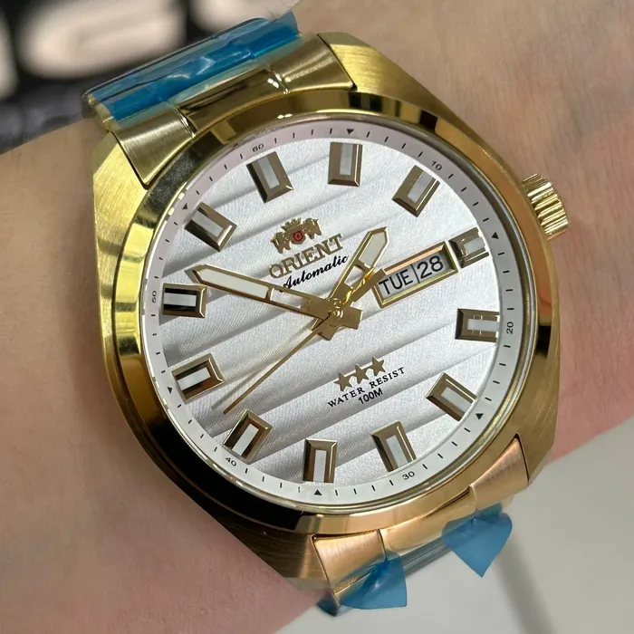 Orient 3 EStrelas Automático classico IPGold 469GP076NH Branco