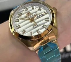 Orient 3 EStrelas Automático classico IPGold 469GP076NH Branco - imagem 5