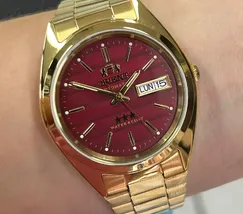 Orient 3 EStrelas Automático classico IPGold 469WC2NH vermelho - imagem 1
