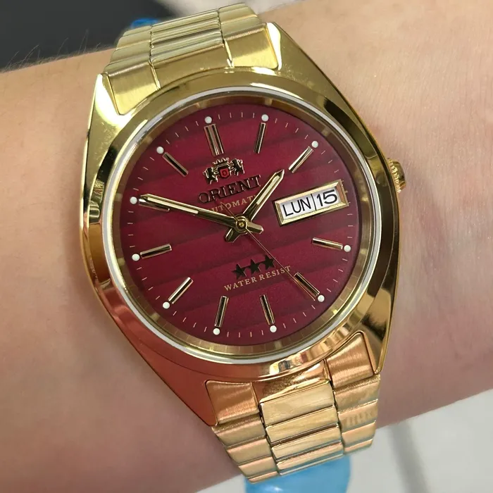 Orient 3 EStrelas Automático classico IPGold 469WC2NH vermelho