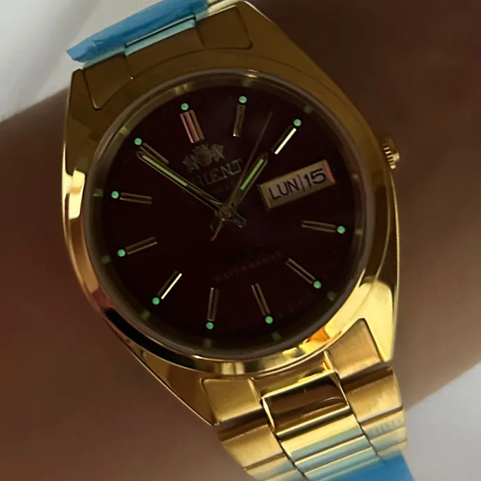 Orient 3 EStrelas Automático classico IPGold 469WC2NH vermelho