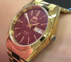 Orient 3 EStrelas Automático classico IPGold 469WC2NH vermelho - imagem 4