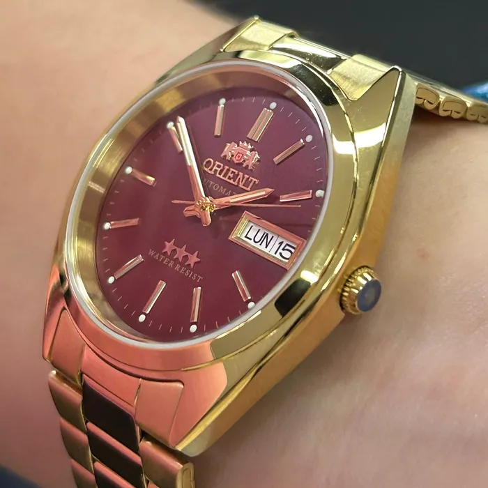 Orient 3 EStrelas Automático classico IPGold 469WC2NH vermelho