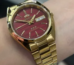 Orient 3 EStrelas Automático classico IPGold 469WC2NH vermelho - imagem 5