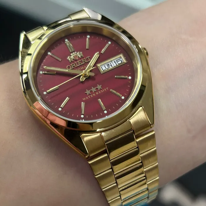 Orient 3 EStrelas Automático classico IPGold 469WC2NH vermelho