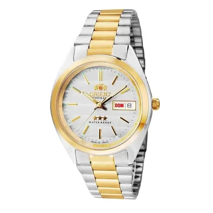 Orient 3 EStrelas Automático classico Misto 469WC1F Branco