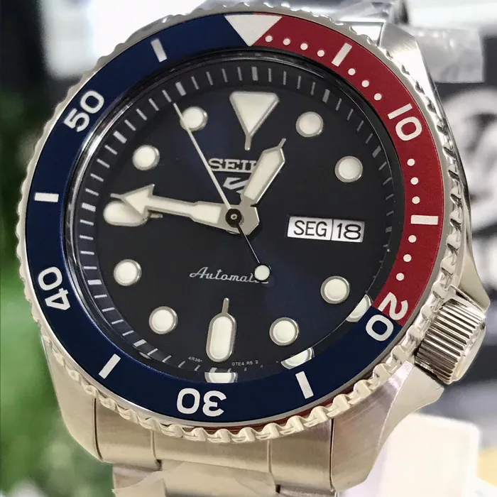 Seiko 5 Sports SRPD53 Automático Pepsi Azul e Vermelho | Taniguchi Relógios