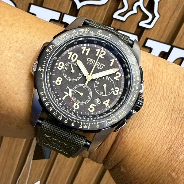 Orient Solartech Cronografo Sports Pilot MBSNC007 Preto