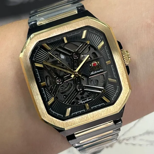 Orient Classico Automático Esqueleto IP Black NH7MM008 Dourado