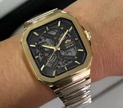 Relógio Orient Automático Skeleton NH7GG008 Dourado Safira - imagem 1