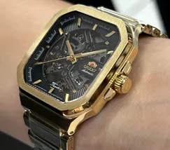 Relógio Orient Automático Skeleton NH7GG008 Dourado Safira - imagem 4