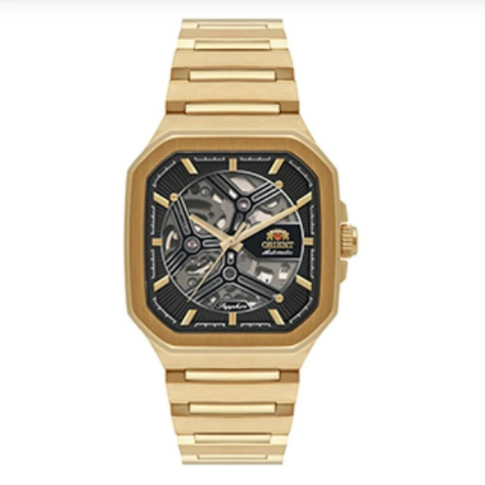 Relógio Orient Automático Skeleton NH7GG008 Dourado Safira