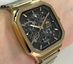 Relógio Orient Automático Skeleton NH7GG008 Dourado Safira - imagem 3