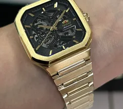 Relógio Orient Automático Skeleton NH7GG008 Dourado Safira - imagem 5
