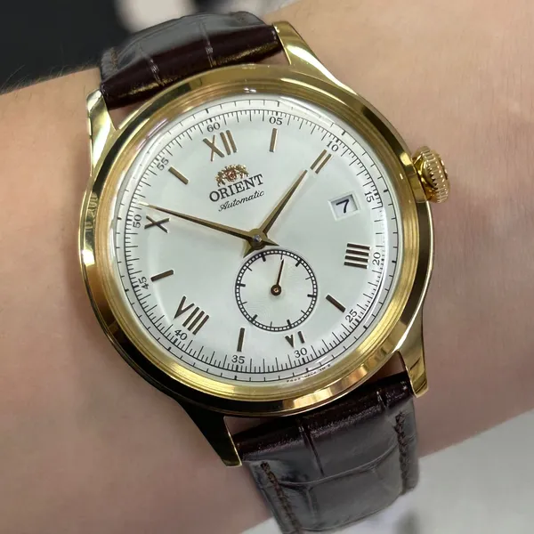 Orient Automático Bambino Small seconds dourado 38mm RAAP0106S30B