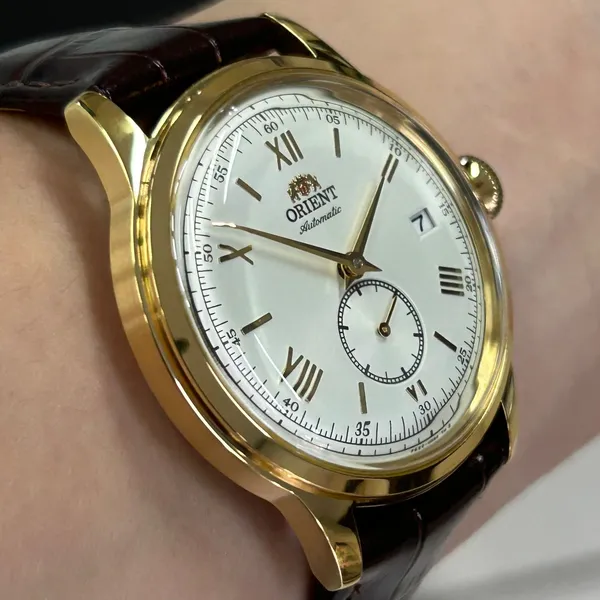 Orient Automático Bambino Small seconds dourado 38mm RAAP0106S30B