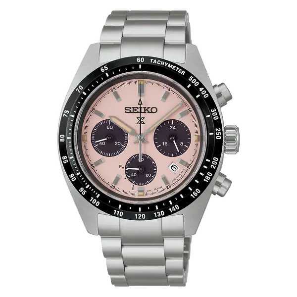 Seiko Prospex Solar Speedtimer cronógrafo Youngtimer SSC963B1 Salmon Dial
